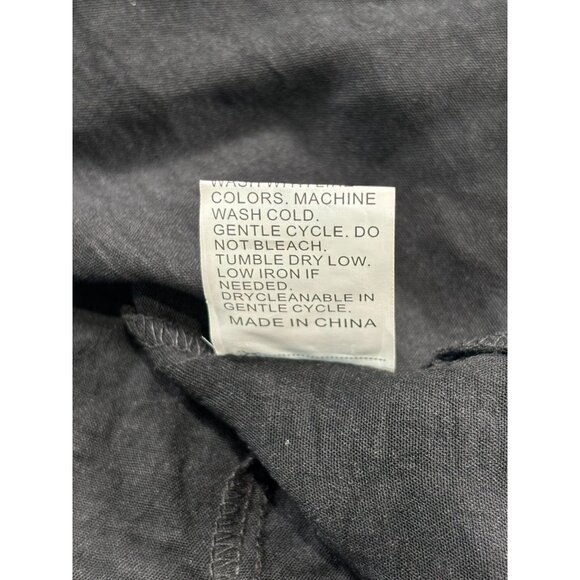 Black Shein Curve OXL V-Neck Tie-Front Blouse With Crochet Trim & Button Detail - Picture 7 of 11